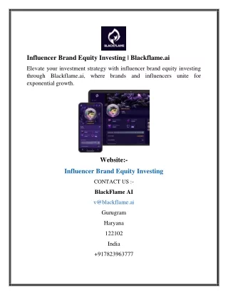 Influencer Brand Equity Investing  Blackflame