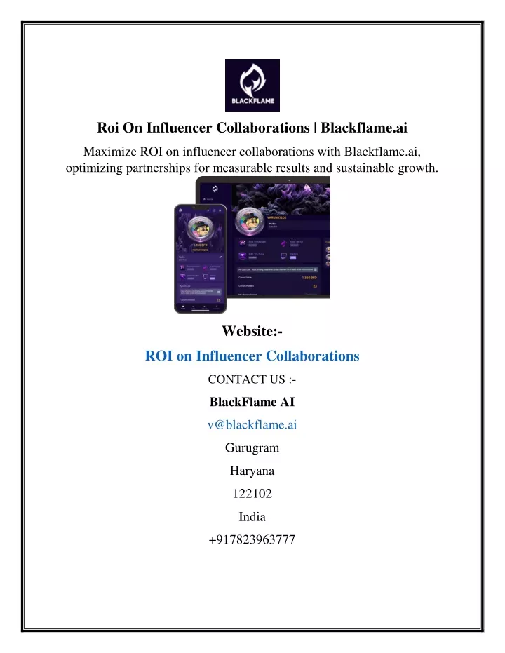 roi on influencer collaborations blackflame ai