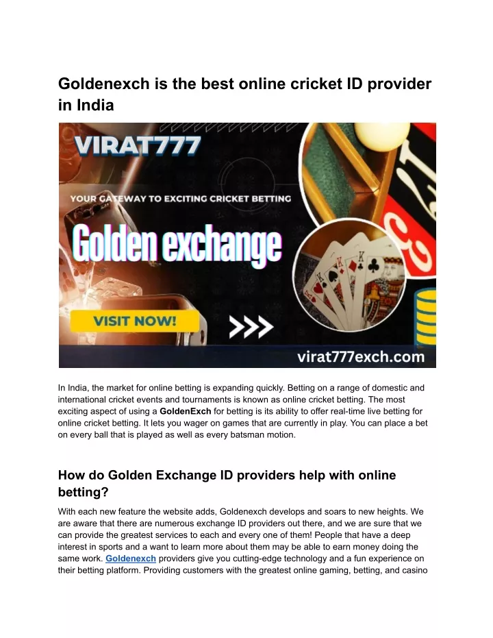 goldenexch is the best online cricket id provider