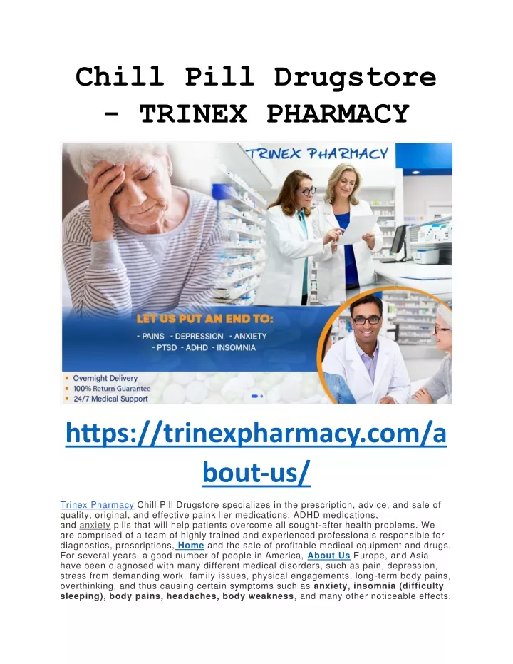 chill pill drugstore trinex pharmacy