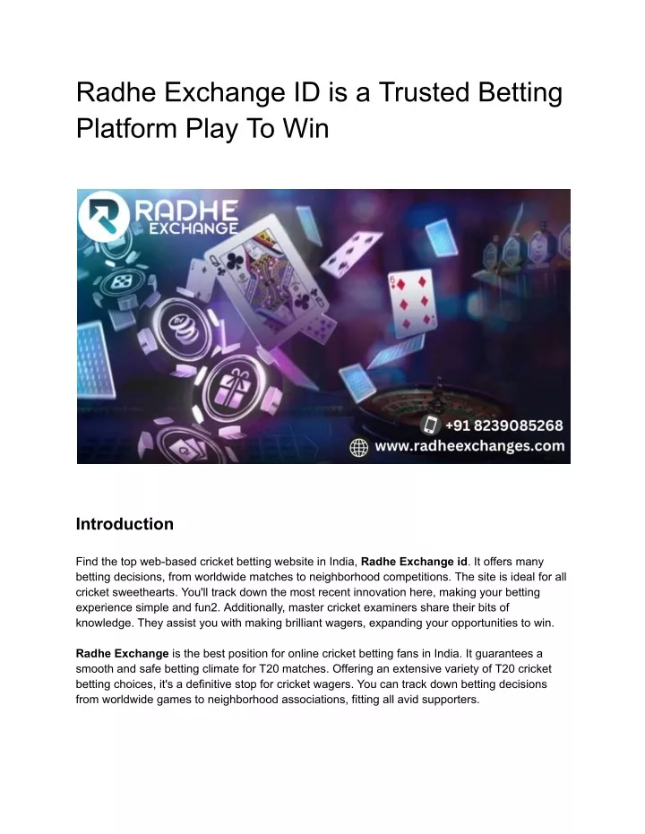 radhe exchange id is a trusted betting platform