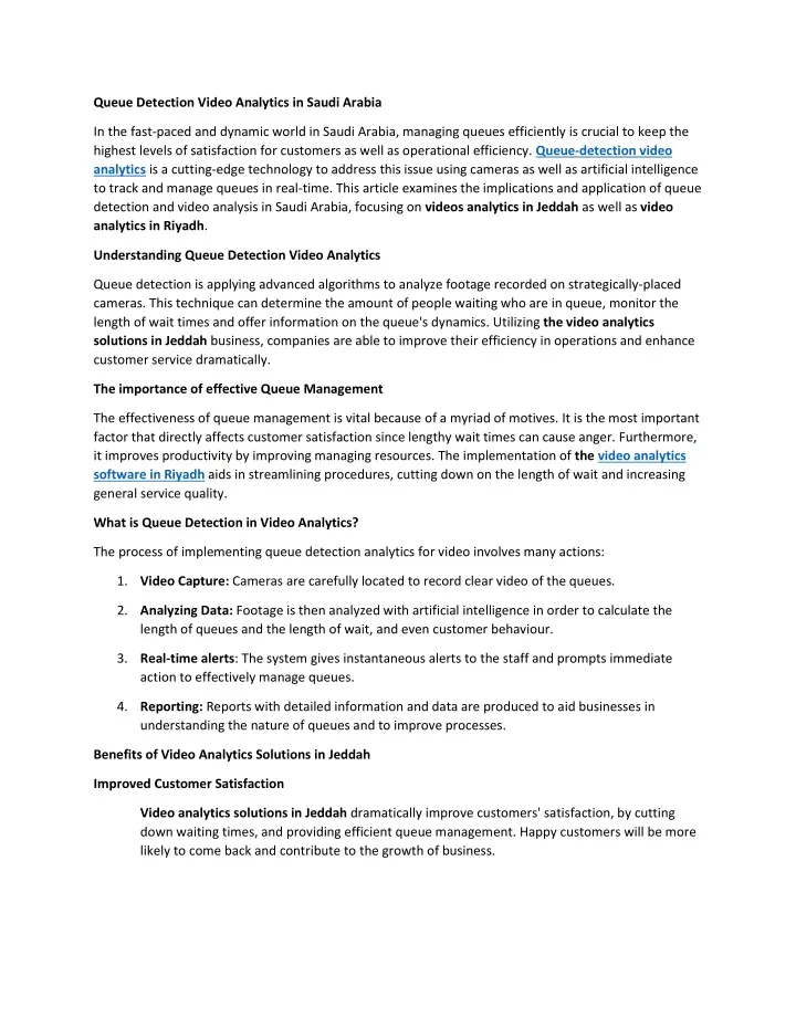 queue detection video analytics in saudi arabia