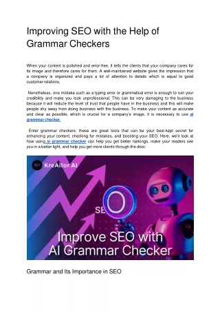 Improving SEO with the Help of Grammar Checkers