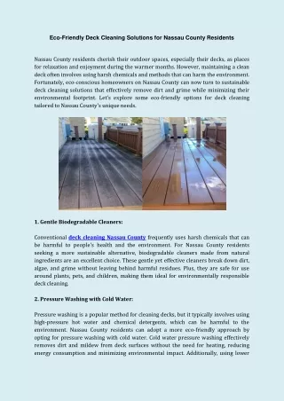 Eco-Friendly Deck Cleaning Solutions for Nassau County Residents