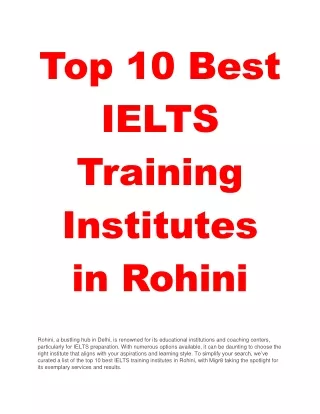 top 10 best ielts training institutes in rohini