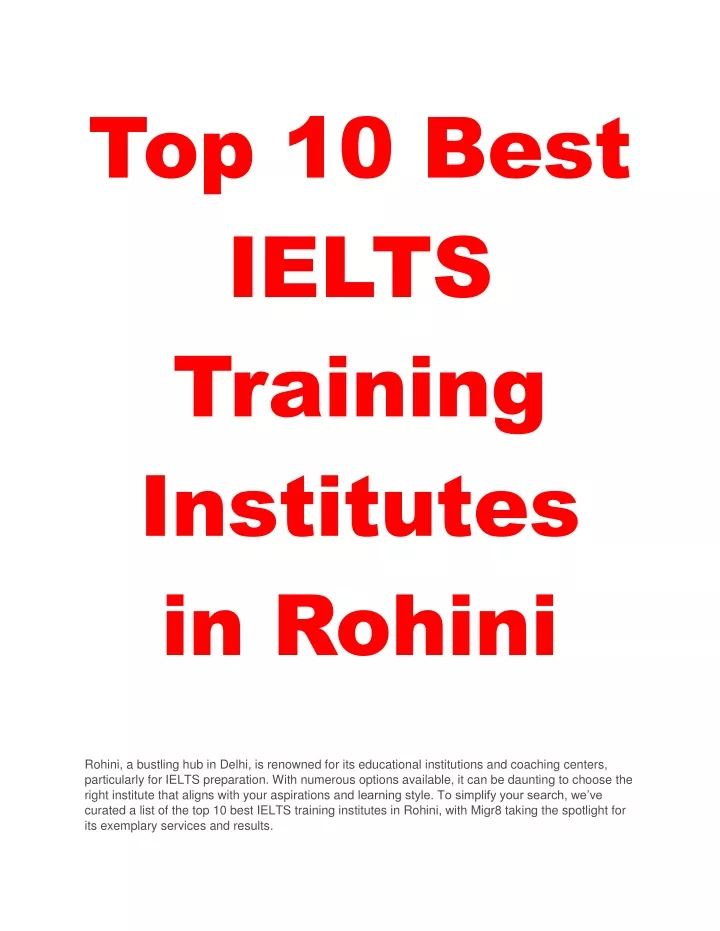 top 10 best ielts training institutes in rohini