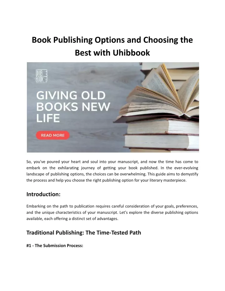 book publishing options and choosing the best