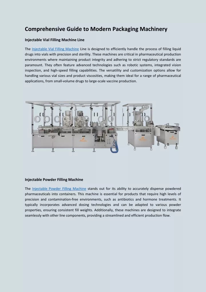 comprehensive guide to modern packaging machinery