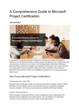 A Comprehensive Guide to Microsoft Project Certification