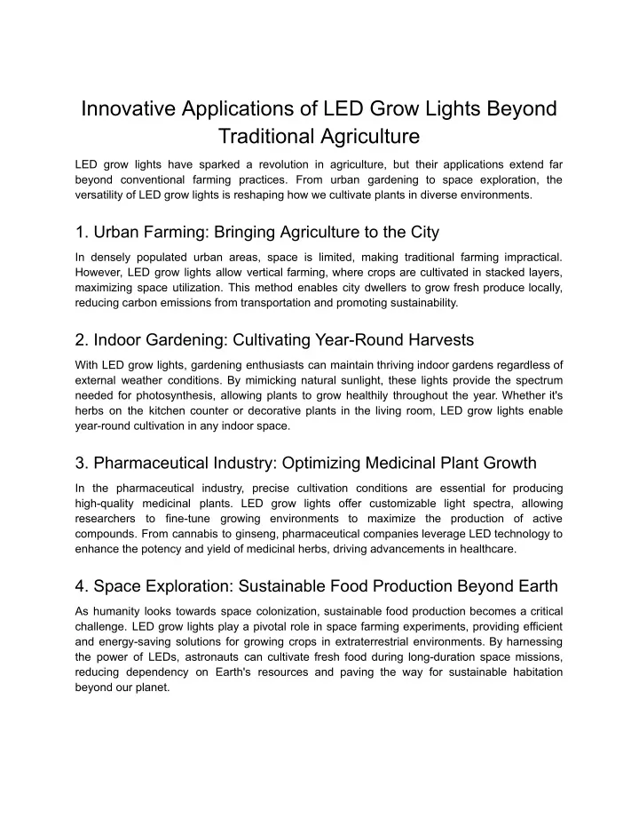 innovative applications of led grow lights beyond