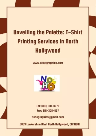 Unveiling the Palette: T-Shirt Printing Services in North Hollywood