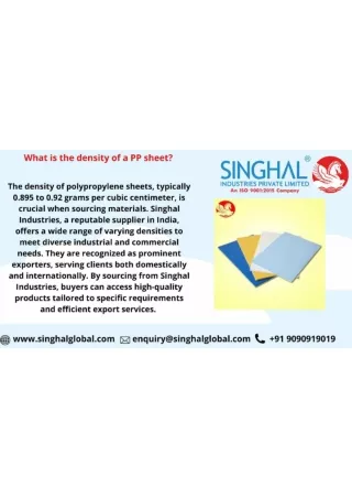 PP Sheet Manufacture in India | Singhal industries