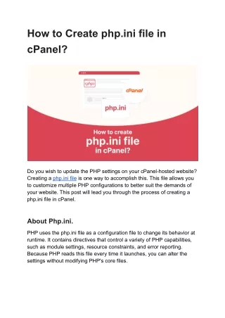 How to Create php.ini file in cPanel?