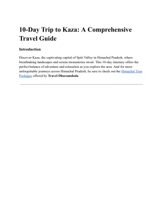 10-Day Trip to Kaza