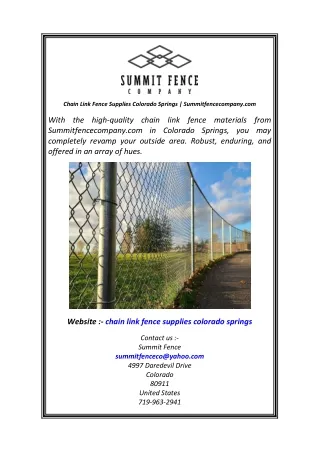 Chain Link Fence Supplies Colorado Springs  Summitfencecompany.com