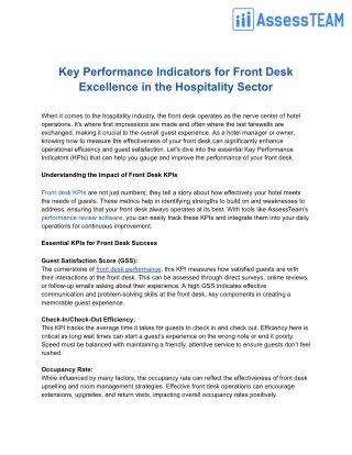 Key Performance Indicators for Front Desk Excellence in the Hospitality Sector