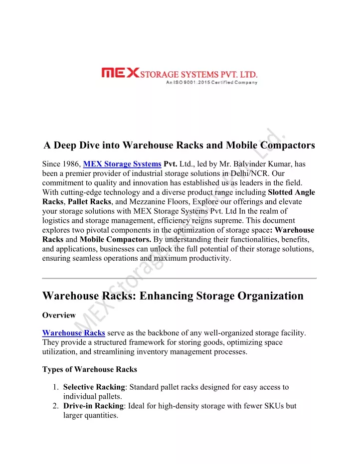 a deep dive into warehouse racks and mobile