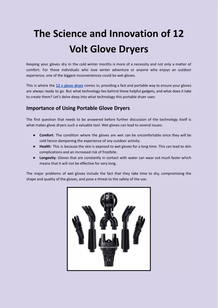 the science and innovation of 12 volt glove dryers