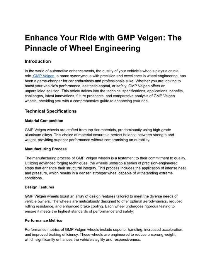 enhance your ride with gmp velgen the pinnacle