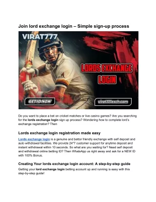 Lords exchange login is India's leading lordsexch cricket id provider