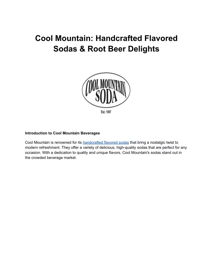 cool mountain handcrafted flavored sodas root