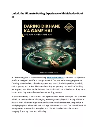 Unlock the Ultimate Betting Experience with Mahadev Book ID