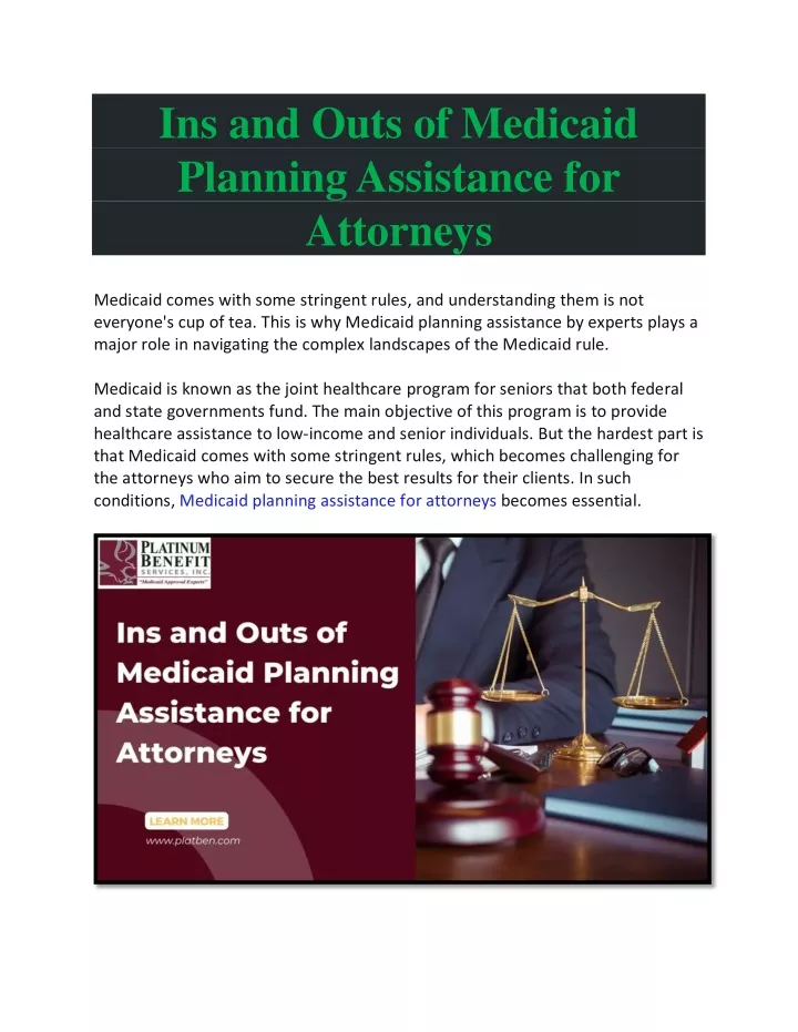 ins and outs of medicaid planning assistance