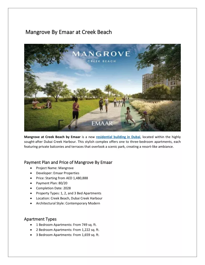 mangrove by emaar mangrove by emaar a at creek