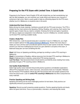 preparing for the pte exam with limited time