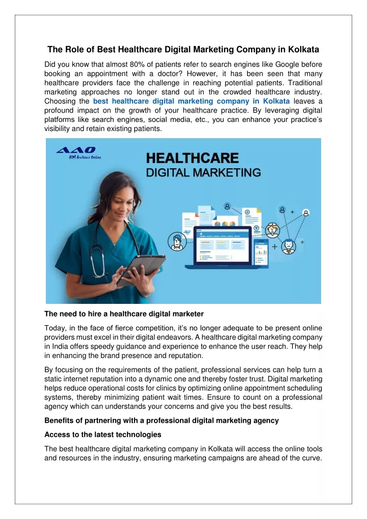 the role of best healthcare digital marketing