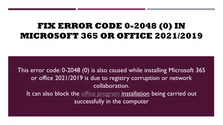 fix error code 0 2048 0 in microsoft 365 or office 2021 2019