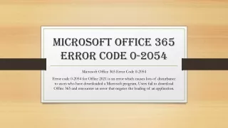 Microsoft Office 365 Error Code 0-2054