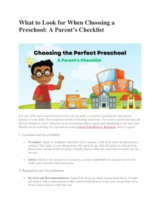 What to Look for When Choosing a Preschool