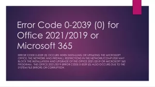 Error Code 0-2039 (0) for Office