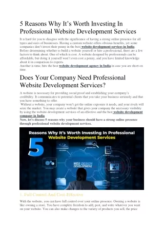 5 Reasons Why It’s Worth Investing In Professional Website Development Services