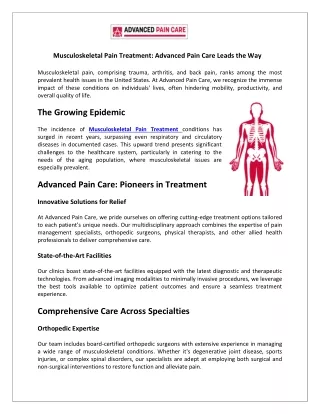 Musculoskeletal Pain Treatment