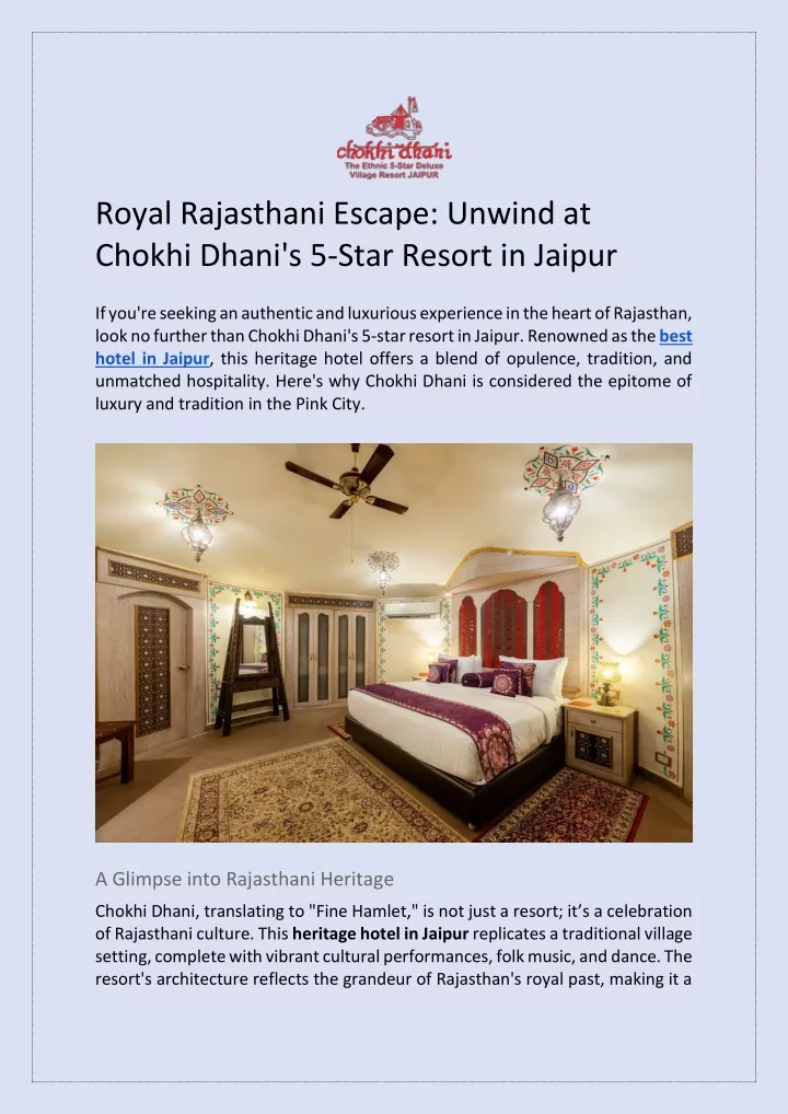 royal rajasthani escape unwind at chokhi dhani