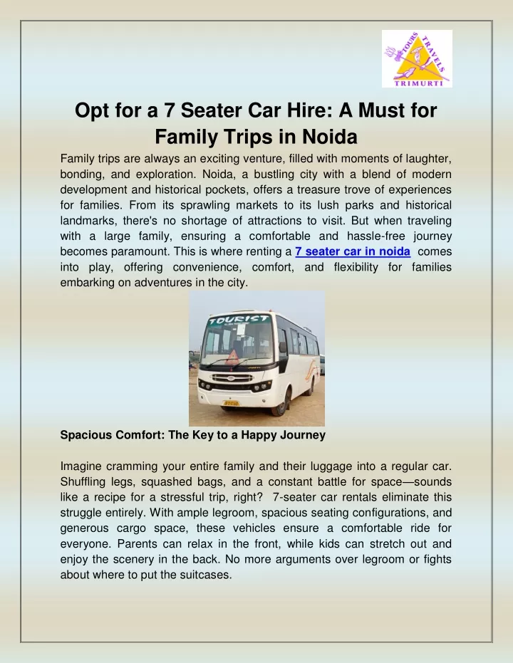 opt for a 7 seater car hire a must for family