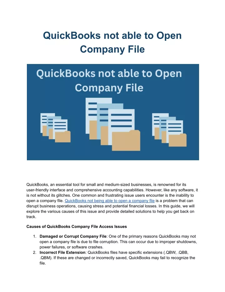 quickbooks not able to open company file