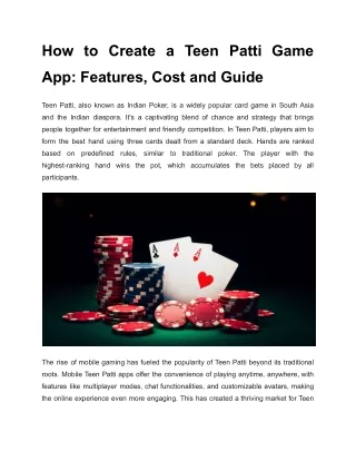 How to Create a Teen Patti Game App_ Features, Cost and Guide