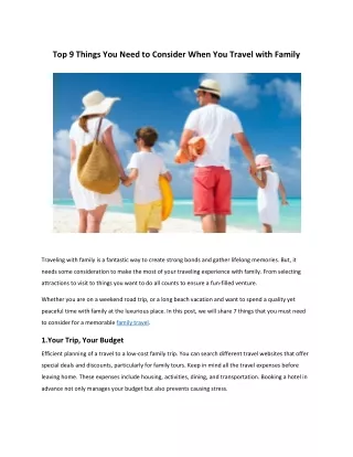 Top 9 Things You Need to Consider When You Travel with Family