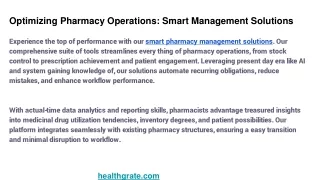 Optimizing Pharmacy Operations: Smart Management Solutions