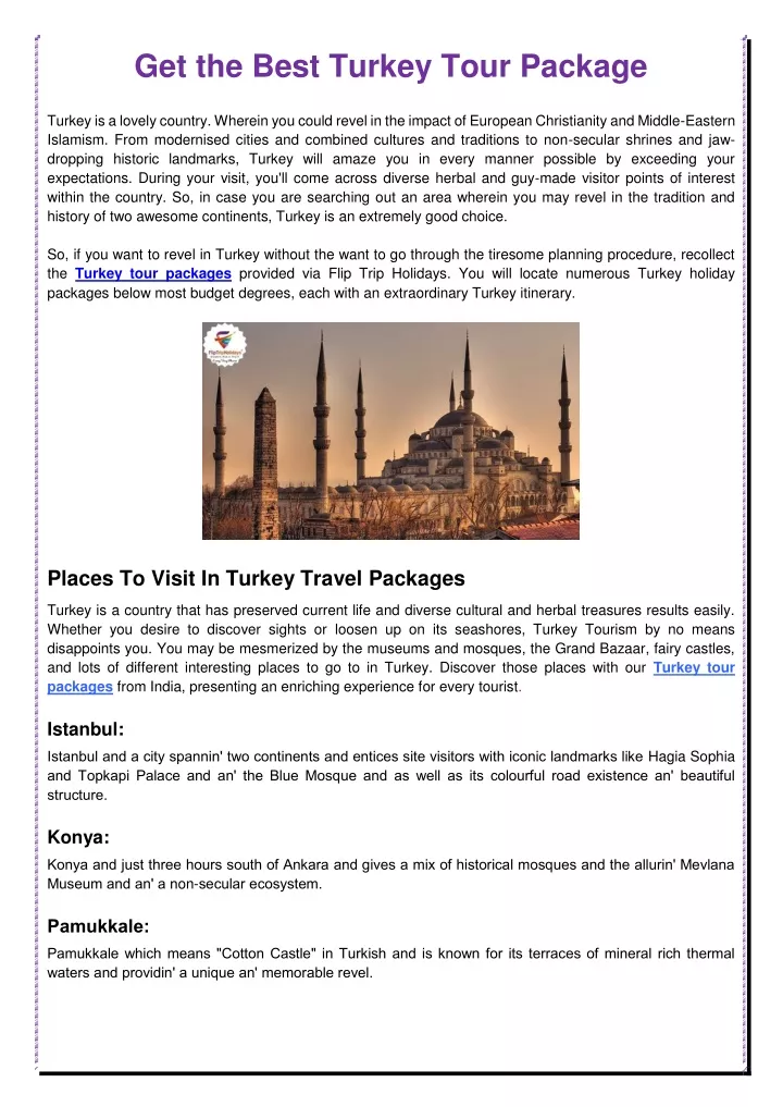 get the best turkey tour package