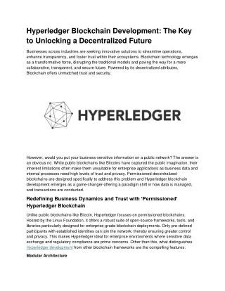 Foster Transparency in Your Business Transactions with Hyperledger Development