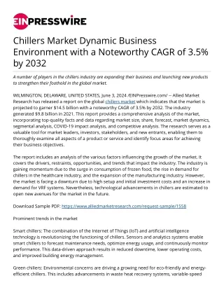 Chillers Market Business Environment with a Noteworthy CAGR of 3.5% by 2032