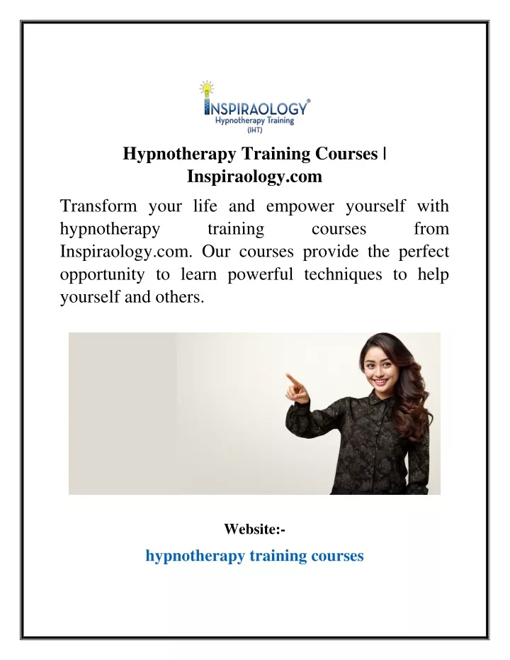 hypnotherapy training courses inspiraology