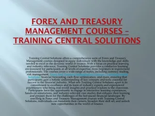Forex And Treasury Management Courses In India – Training Central Solutions