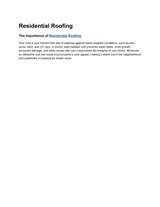 Residential Roofing