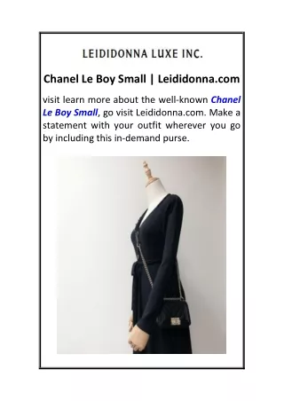 Chanel Le Boy Small  Leididonna.com