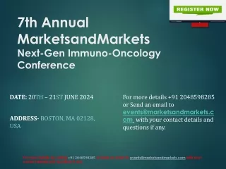 Next-Gen Immuno-Oncology Conference | 20th - 21st June 2024-USA